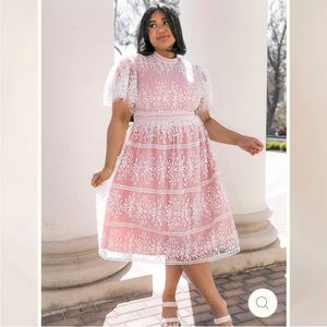 NWT Ivy City Co Sicily Dress With Flutter Sleeves Pink Size 4X